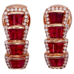 1.25 Carat Ruby and Diamond Earring in 18 Karat Rose Gold