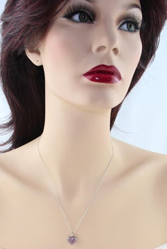 1.25 Carat Ruby and Diamond Gold Heart Pendant Necklace