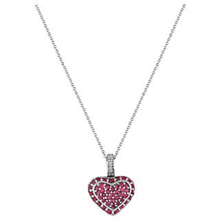 Floating Ruby Heart and Diamond Necklace For Sale at 1stDibs