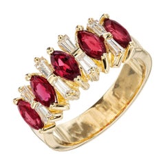 1.25 Carat Ruby Diamond Yellow Gold Band Ring