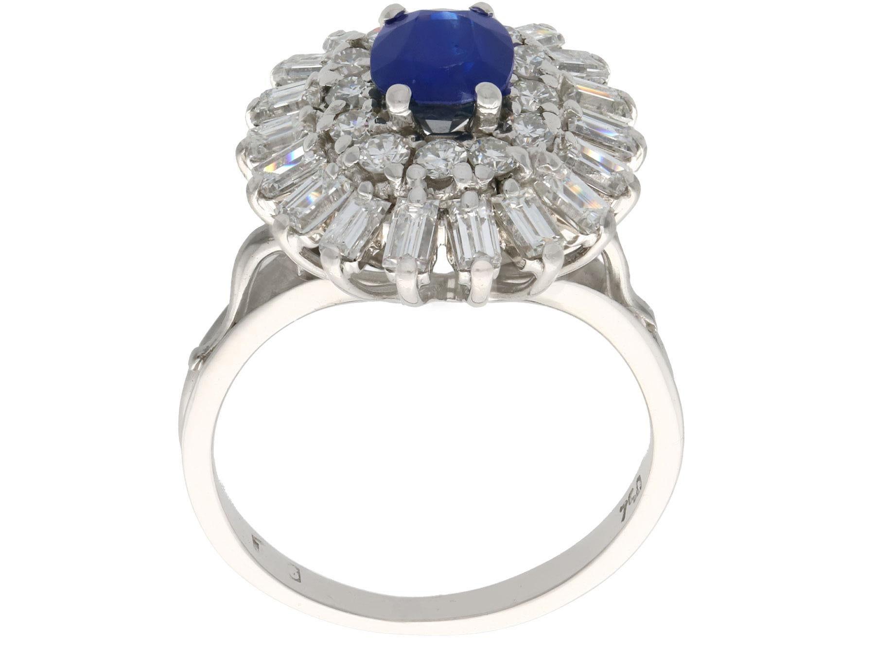 Women's or Men's 1.25 Carat Sapphire and 1.15 Carat Diamond White Gold Cocktail Ring