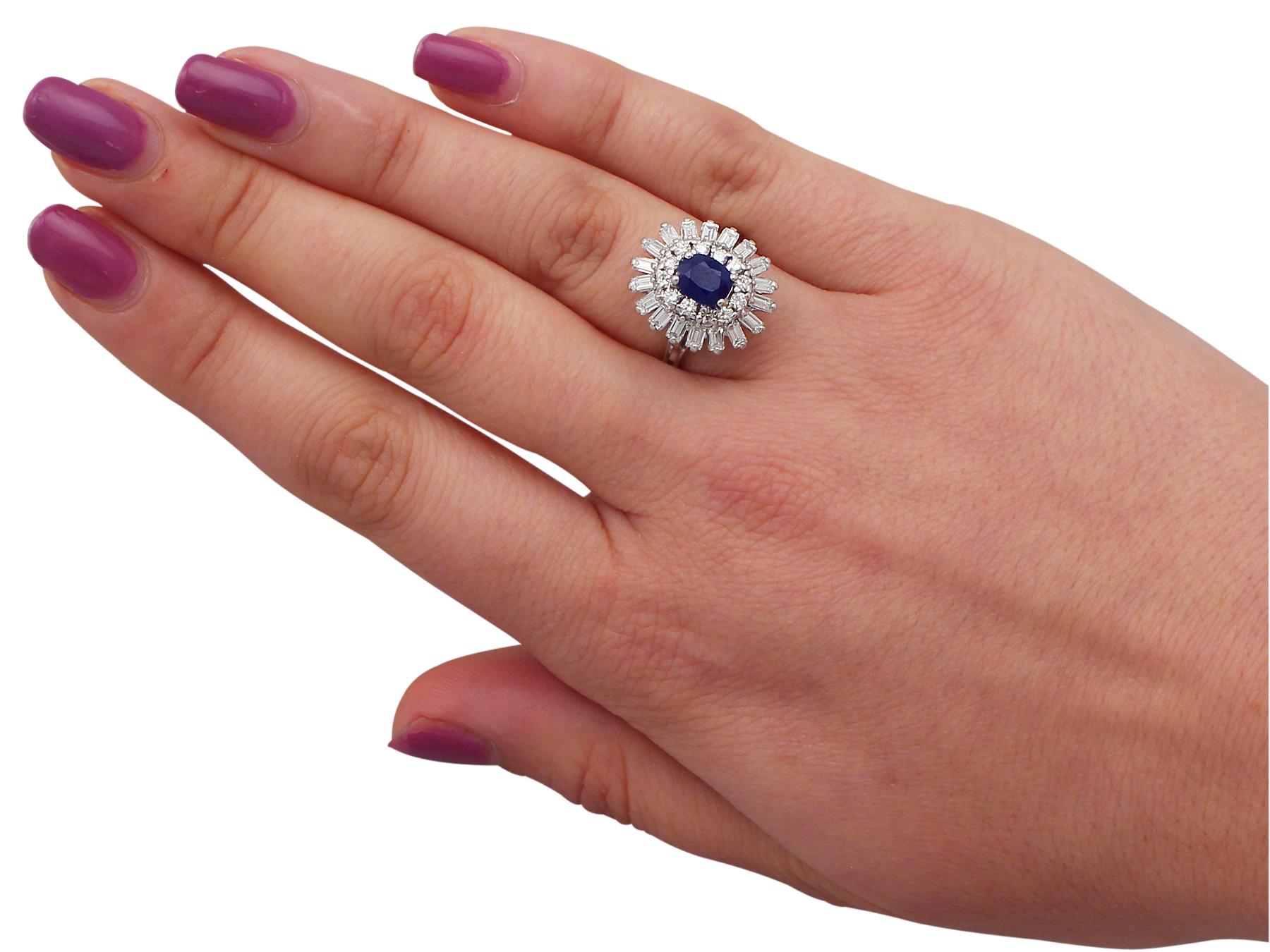 1.25 Carat Sapphire and 1.15 Carat Diamond White Gold Cocktail Ring 1