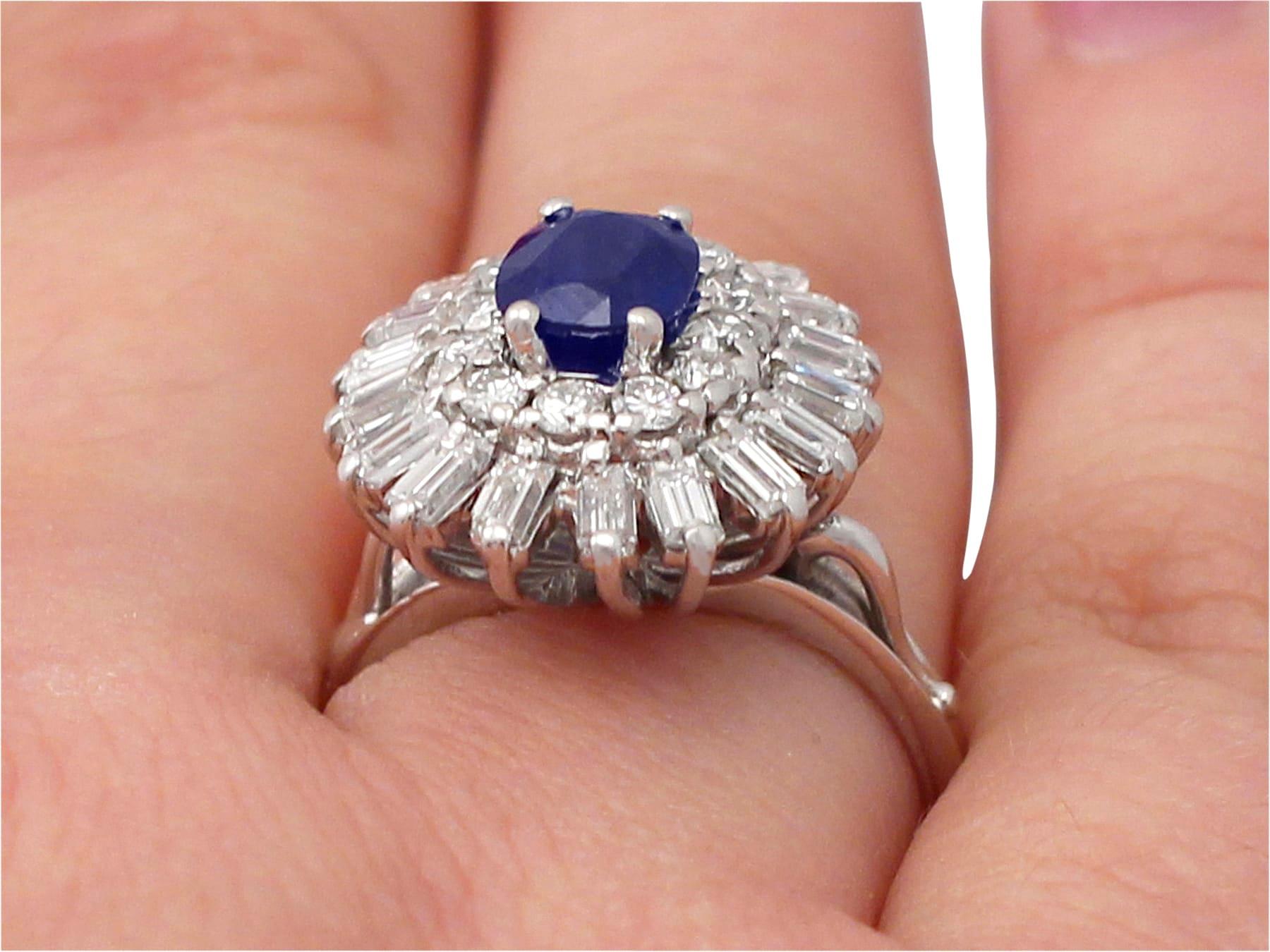 1.25 Carat Sapphire and 1.15 Carat Diamond White Gold Cocktail Ring For Sale 4