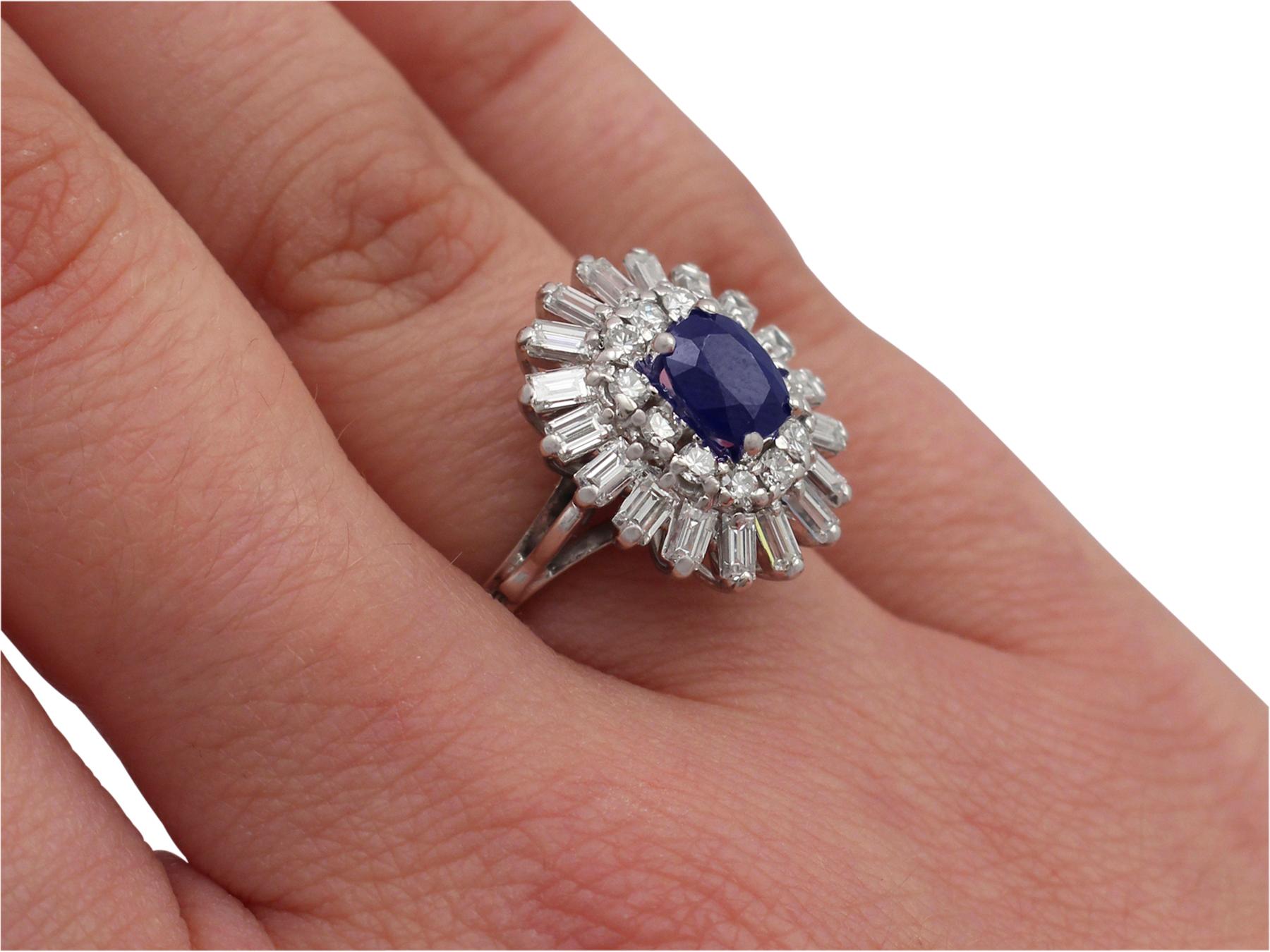 1.25 Carat Sapphire and 1.15 Carat Diamond White Gold Cocktail Ring 2