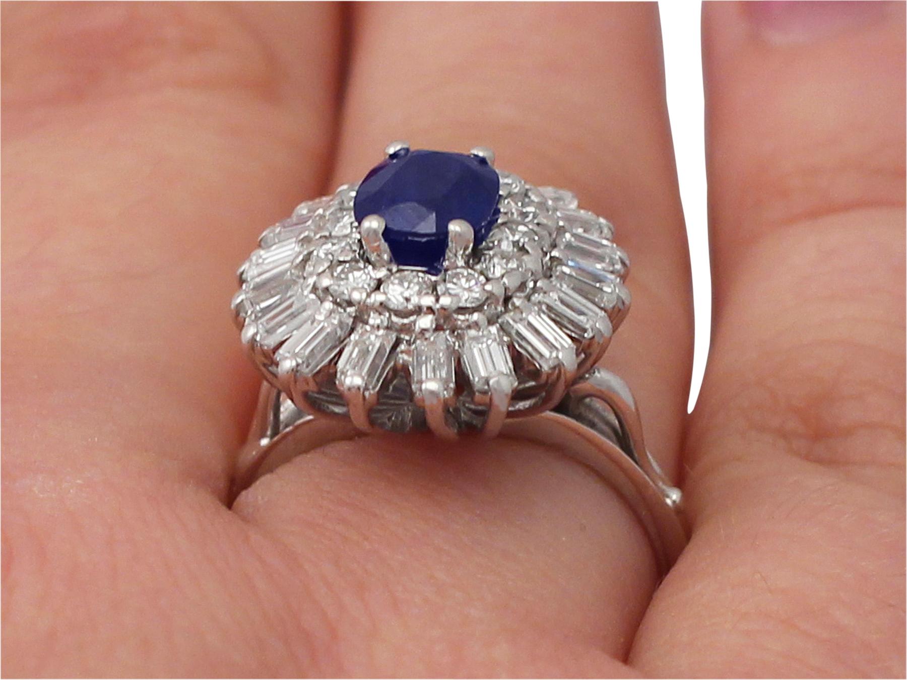 1.25 Carat Sapphire and 1.15 Carat Diamond White Gold Cocktail Ring 3