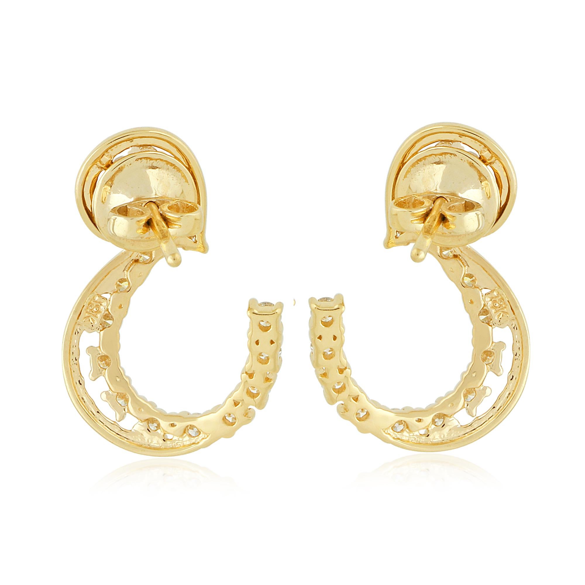 Modern 1.25 Carat SI Clarity HI Color Baguette Diamond Earrings 14 Karat Yellow Gold For Sale