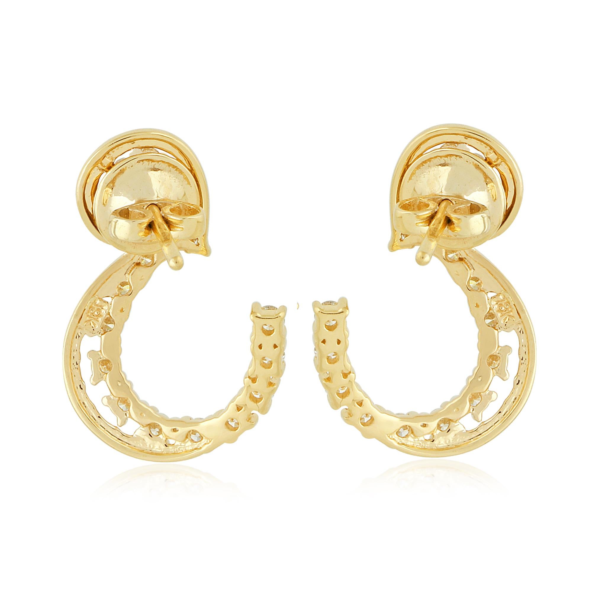 Modern 1.25 Carat SI Clarity HI Color Baguette Diamond Earrings 18 Karat Yellow Gold For Sale