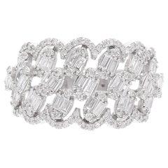 1.25 Carat SI Clarity HI Color Baguette Round Diamond Ring 18 Karat White Gold