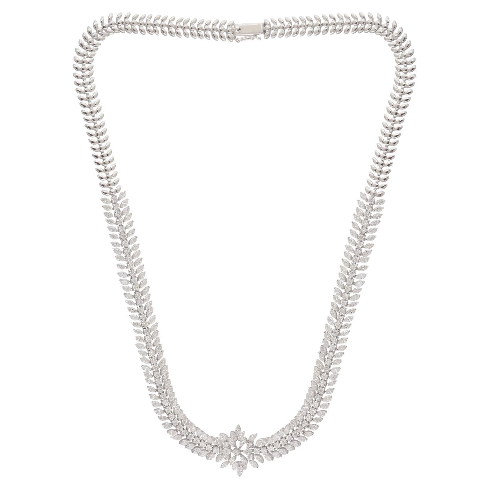 Collana girocollo di diamanti da 12,5 carati SI Clarity HI Color Oro bianco 14 carati