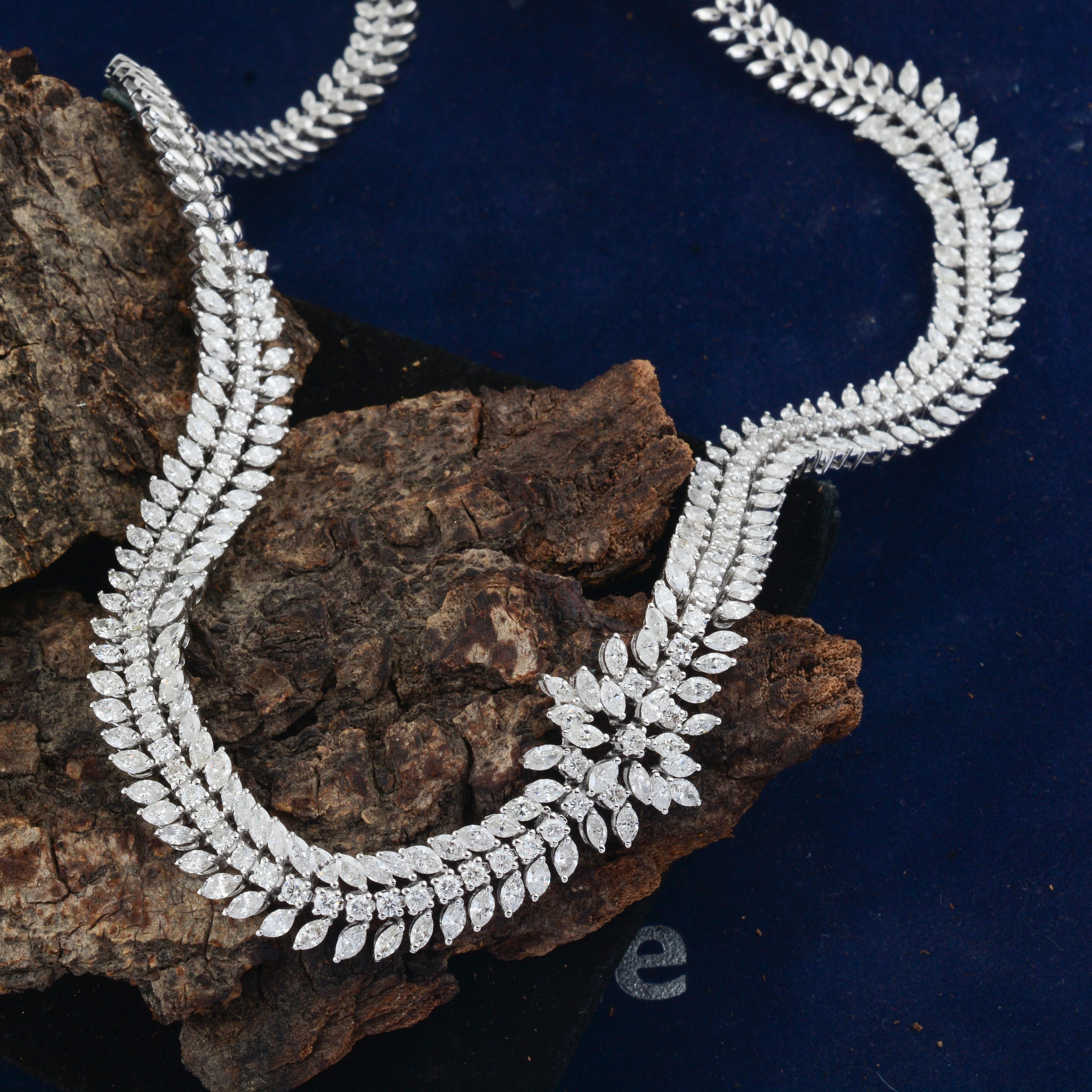 Collar Gargantilla Diamantes 12.5 Quilates SI Claridad HI Color Oro Blanco 18 Kilates Corte mixto en venta