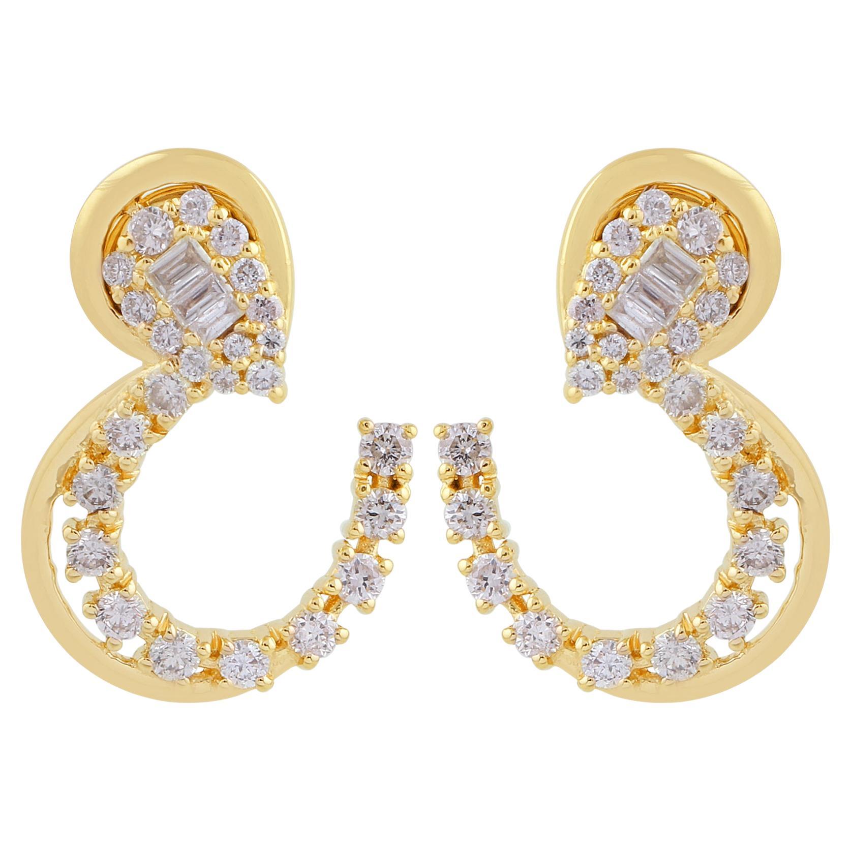 Pendientes de diamantes de 1,25 quilates de oro amarillo macizo de 18 quilates con claridad SI y color HI para ella en venta