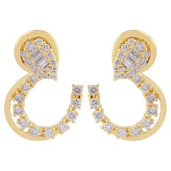 Pendientes de diamantes de 1,25 quilates de oro amarillo macizo de 18 quilates con claridad SI y color HI para ella