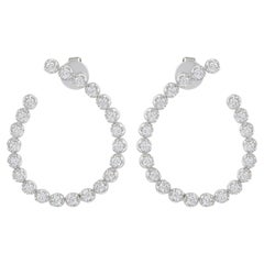 1.25 Carat SI Clarity HI Color Diamond Hoop Earrings 14 Karat White Gold Jewelry