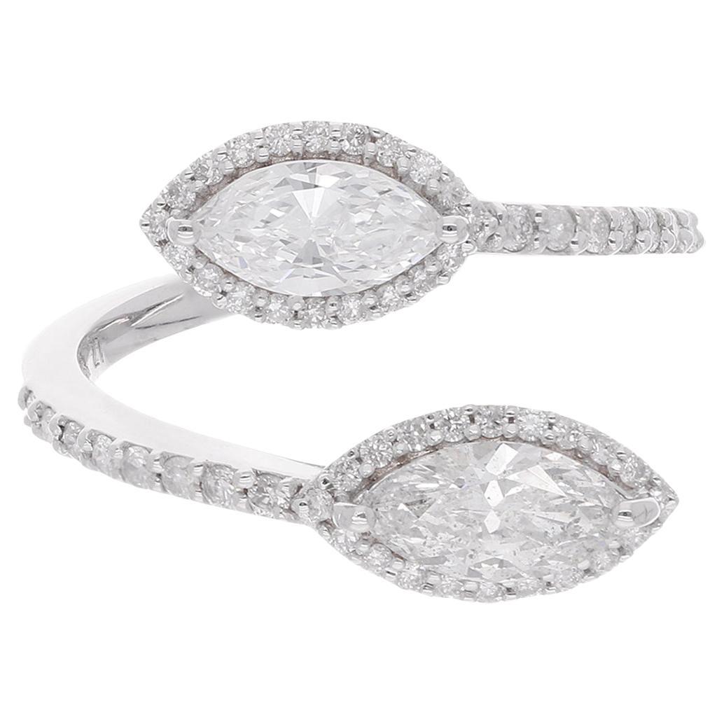 1.25 Carat SI Clarity HI Color Marquise Diamond Wrap Ring 18 Karat White Gold