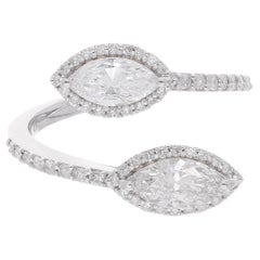 1.25 Carat SI Clarity HI Color Marquise Diamond Wrap Ring 18 Karat White Gold