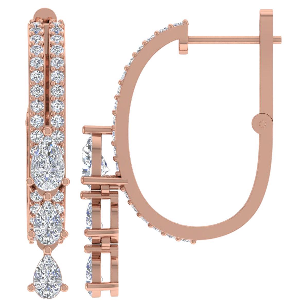 1,25 Karat SI/H Birnenförmige Diamant-Ohrringe im runden Brillantschliff 14 Karat Roségold