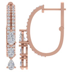 1.25 Carat SI/H Pear Round Brilliant Cut Diamond Earrings 14 Karat Rose Gold