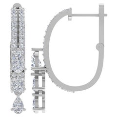 Pendientes de diamantes talla brillante redonda pera SI/H de 1,25 quilates y 14 quilates de oro blanco