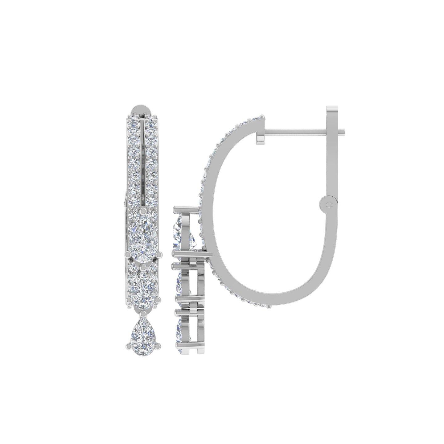 1.25 Carat SI/H Pear Round Brilliant Cut Diamond Earrings 18 Karat White Gold In New Condition For Sale In Diera, Dubai