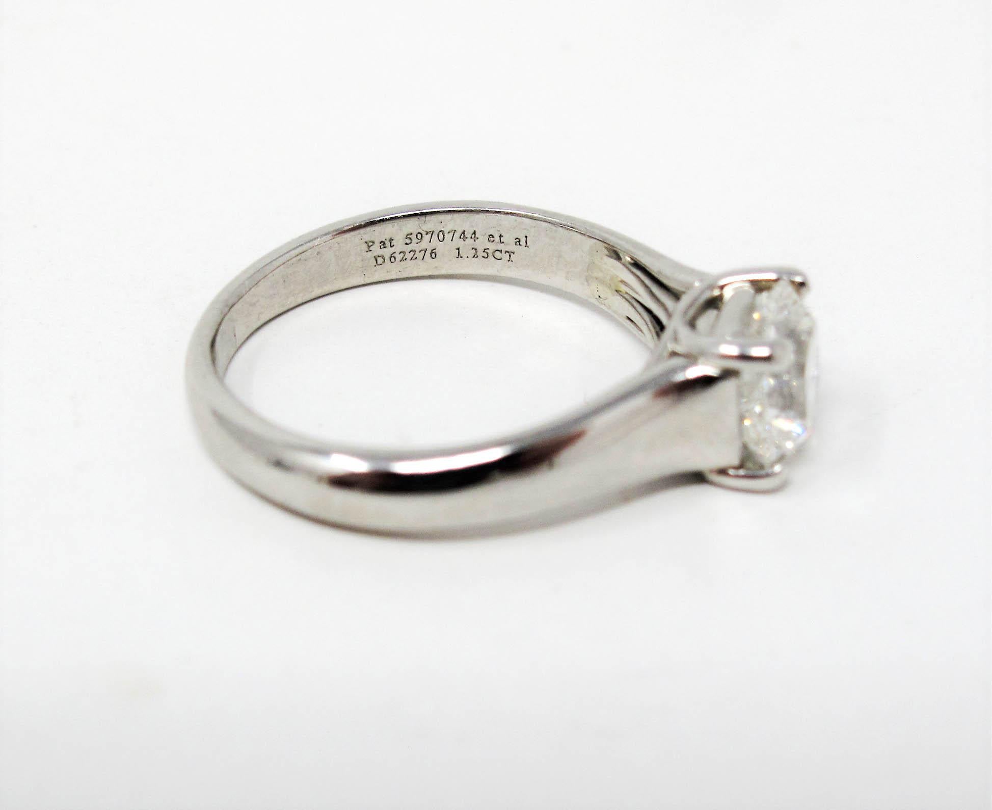 1.25 Carat Tiffany & Co. Lucida Cut Solitaire Diamond Platinum Engagement Ring In Good Condition In Scottsdale, AZ