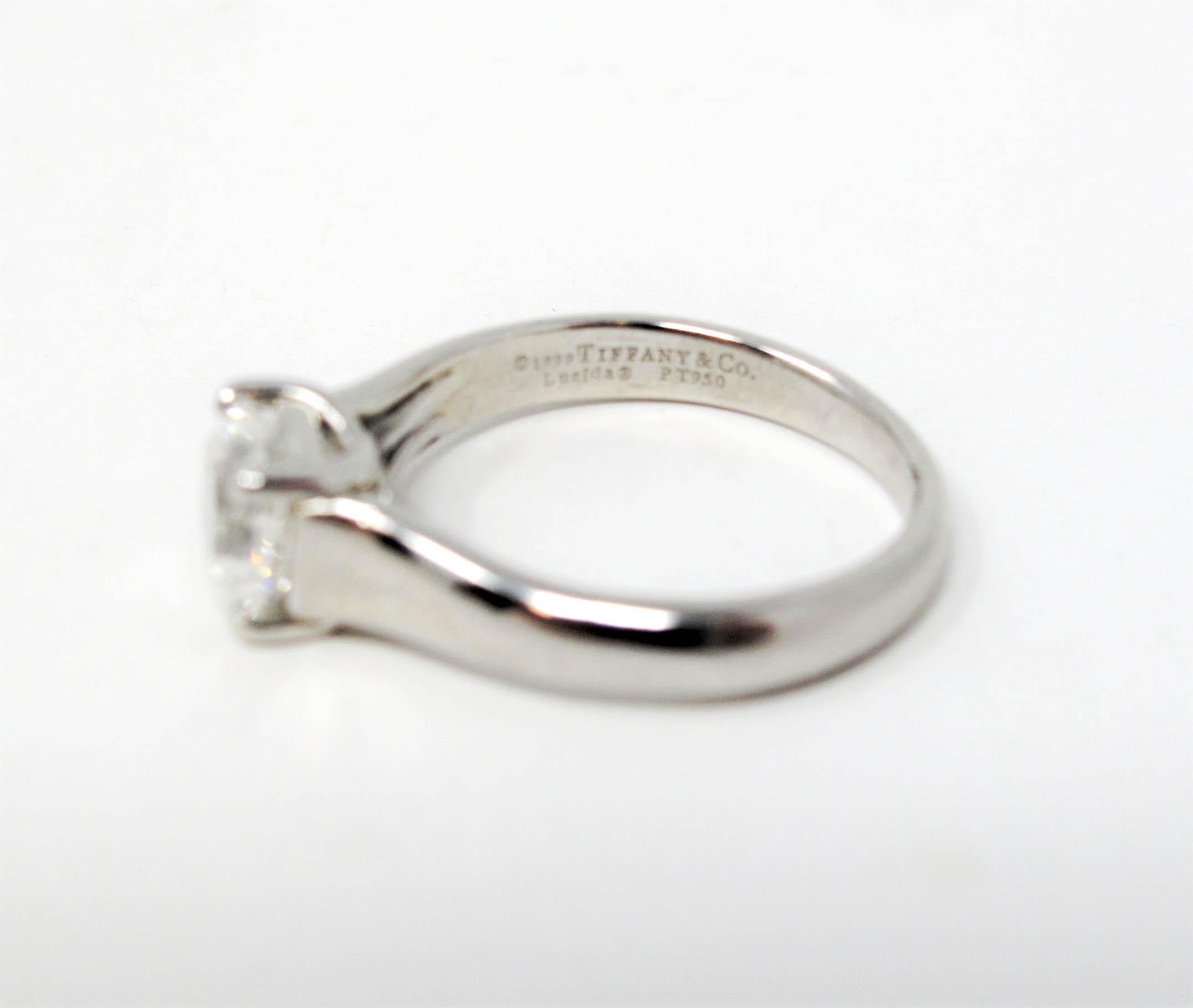 Women's 1.25 Carat Tiffany & Co. Lucida Cut Solitaire Diamond Platinum Engagement Ring
