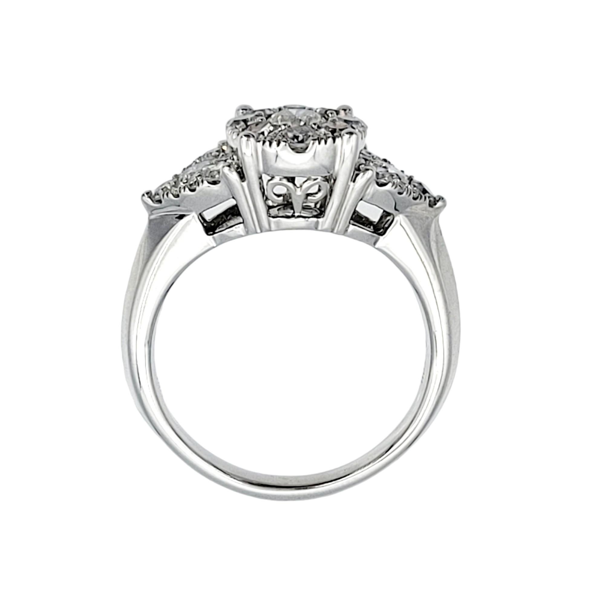 Contemporary 1.25 Carat Total Clustered Diamond Ring Set in Polished 14 Karat White Gold For Sale