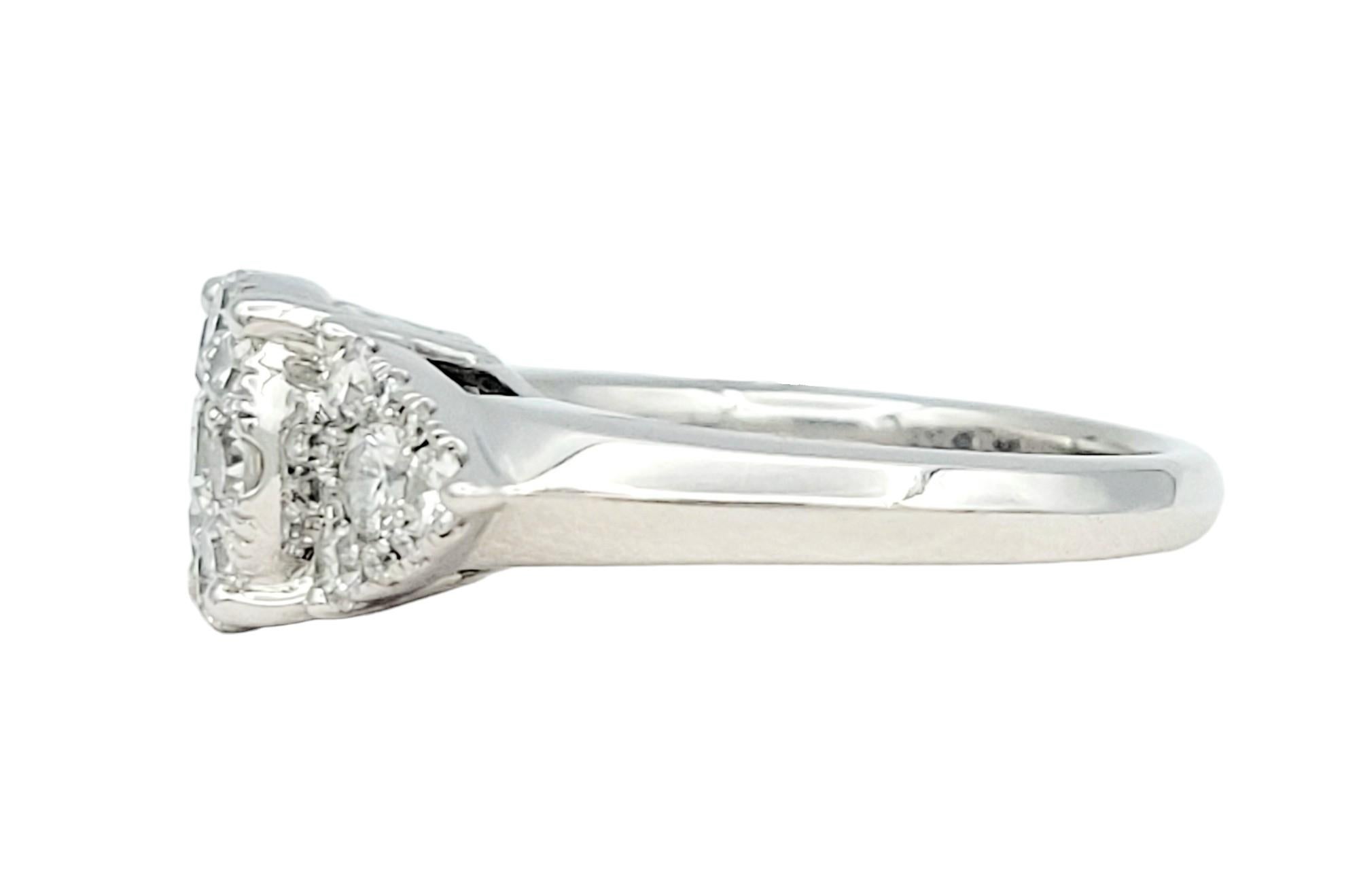1.25 Carat Total Clustered Diamond Ring Set in Polished 14 Karat White Gold In Good Condition For Sale In Scottsdale, AZ
