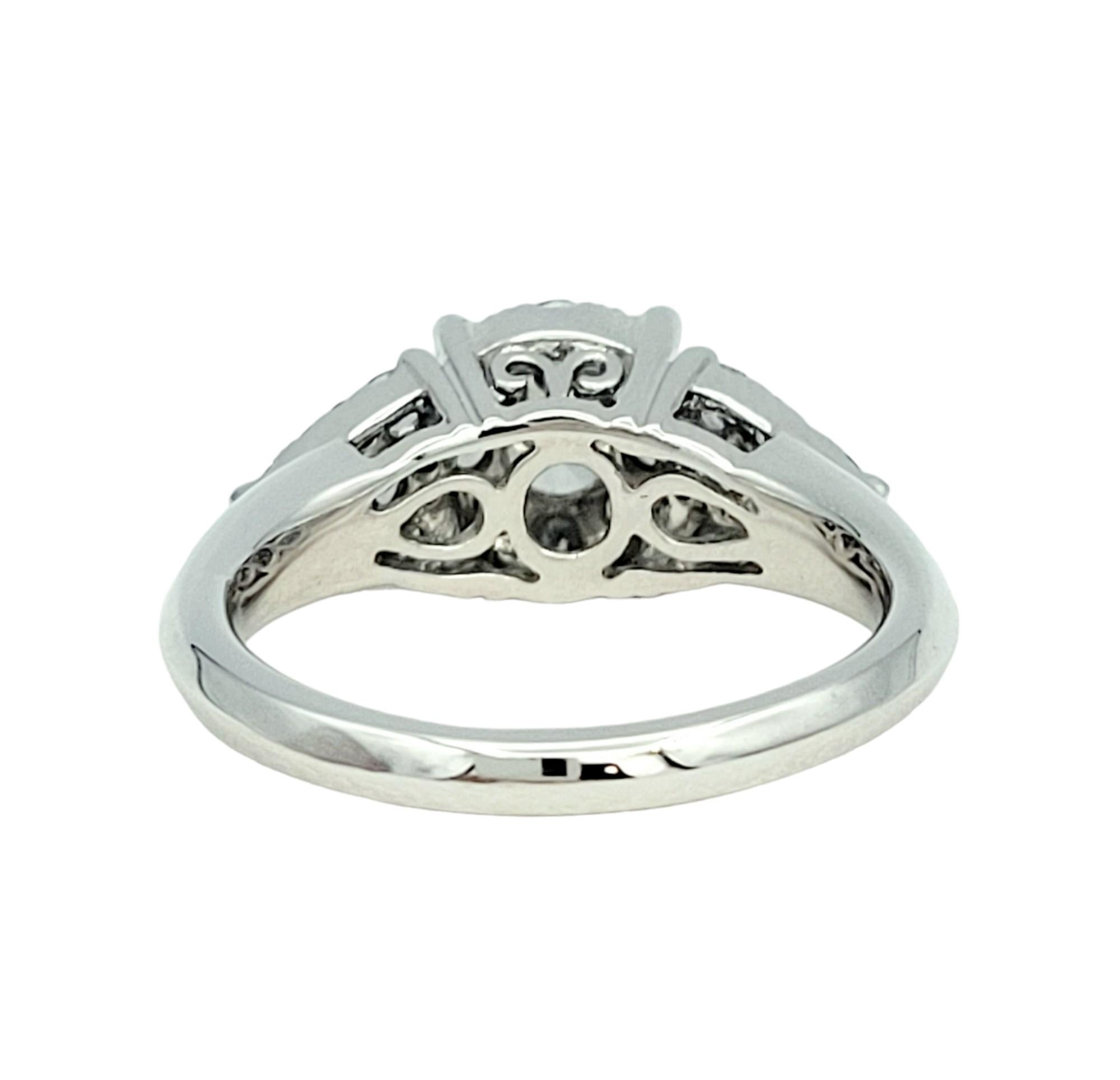 Women's 1.25 Carat Total Clustered Diamond Ring Set in Polished 14 Karat White Gold For Sale