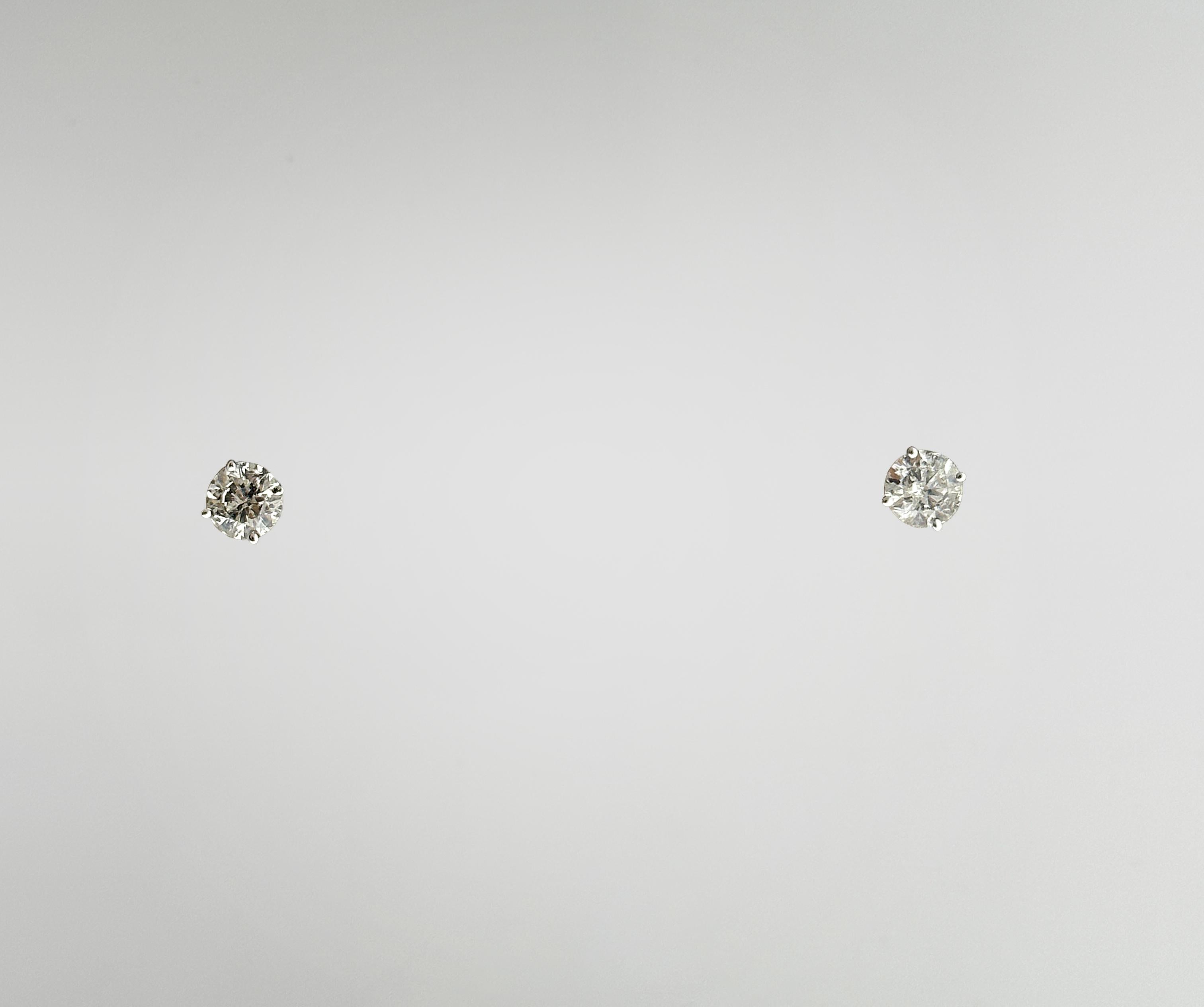 Round Cut 1.25 Carat Total Natural Round Diamond Studs in 14K White Gold For Sale
