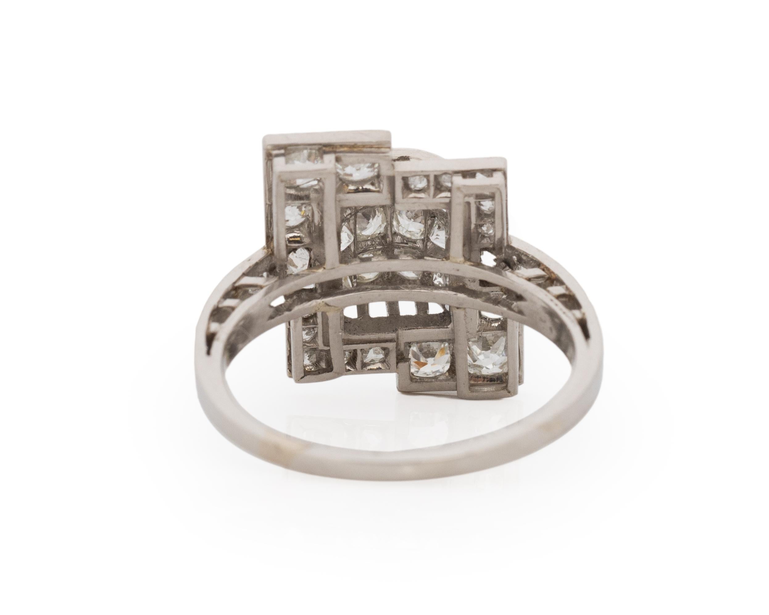1.25 Carat Total Weight Art Deco Diamond Platinum Engagement Ring In Good Condition In Atlanta, GA