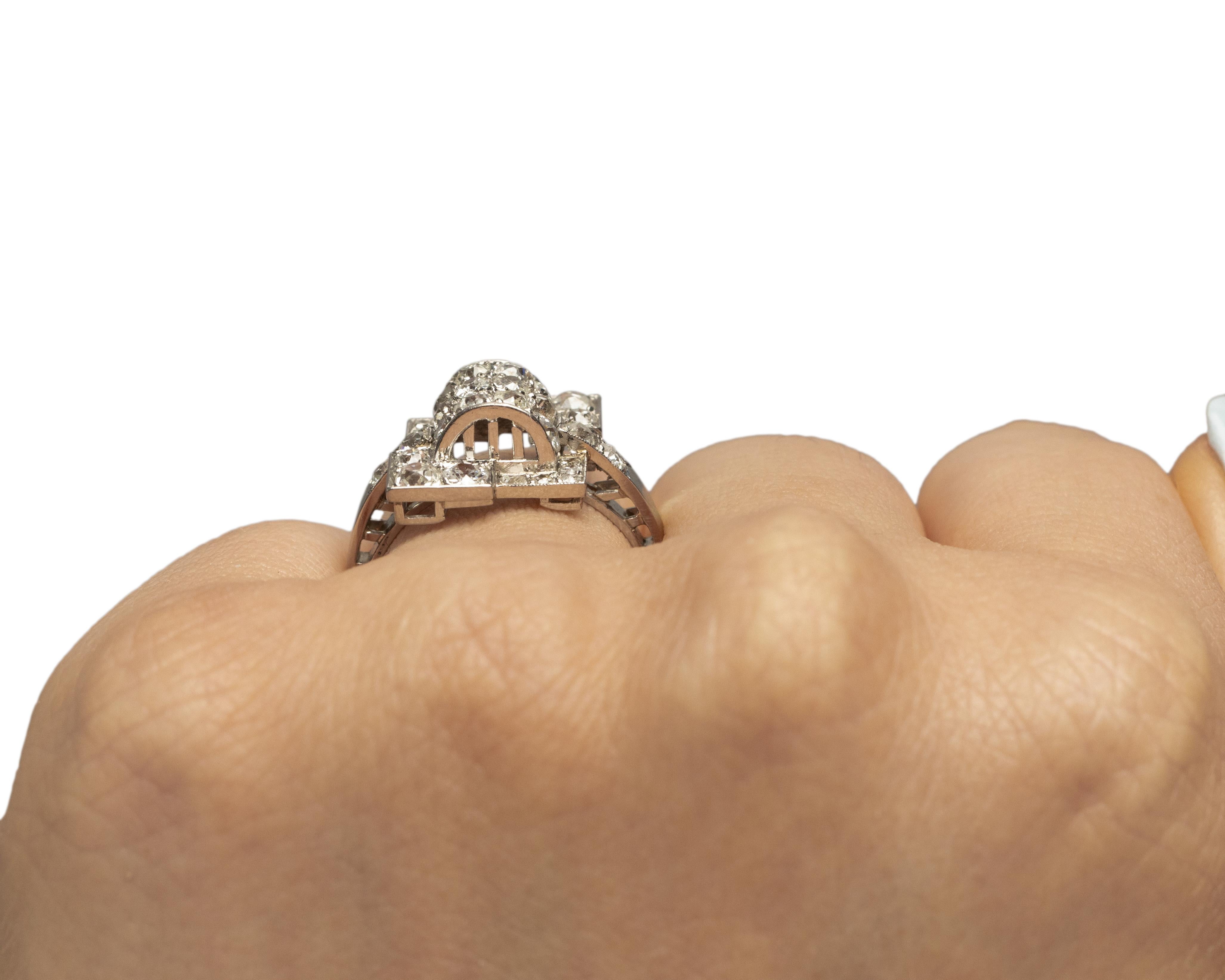 1.25 Carat Total Weight Art Deco Diamond Platinum Engagement Ring 1