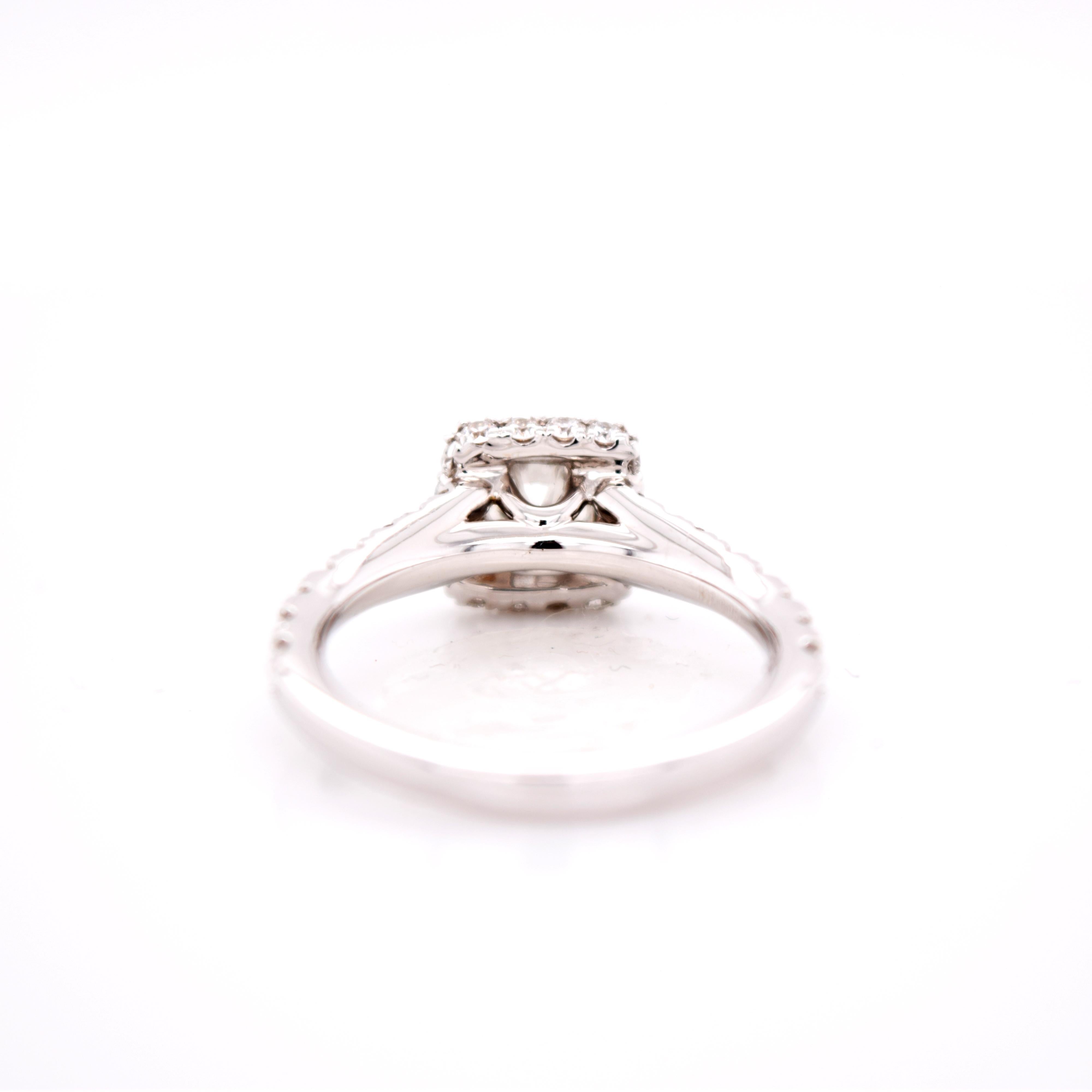 Contemporary 1.25 Carat Total Weight Round Diamond Engagement Ring with Diamond Halo For Sale