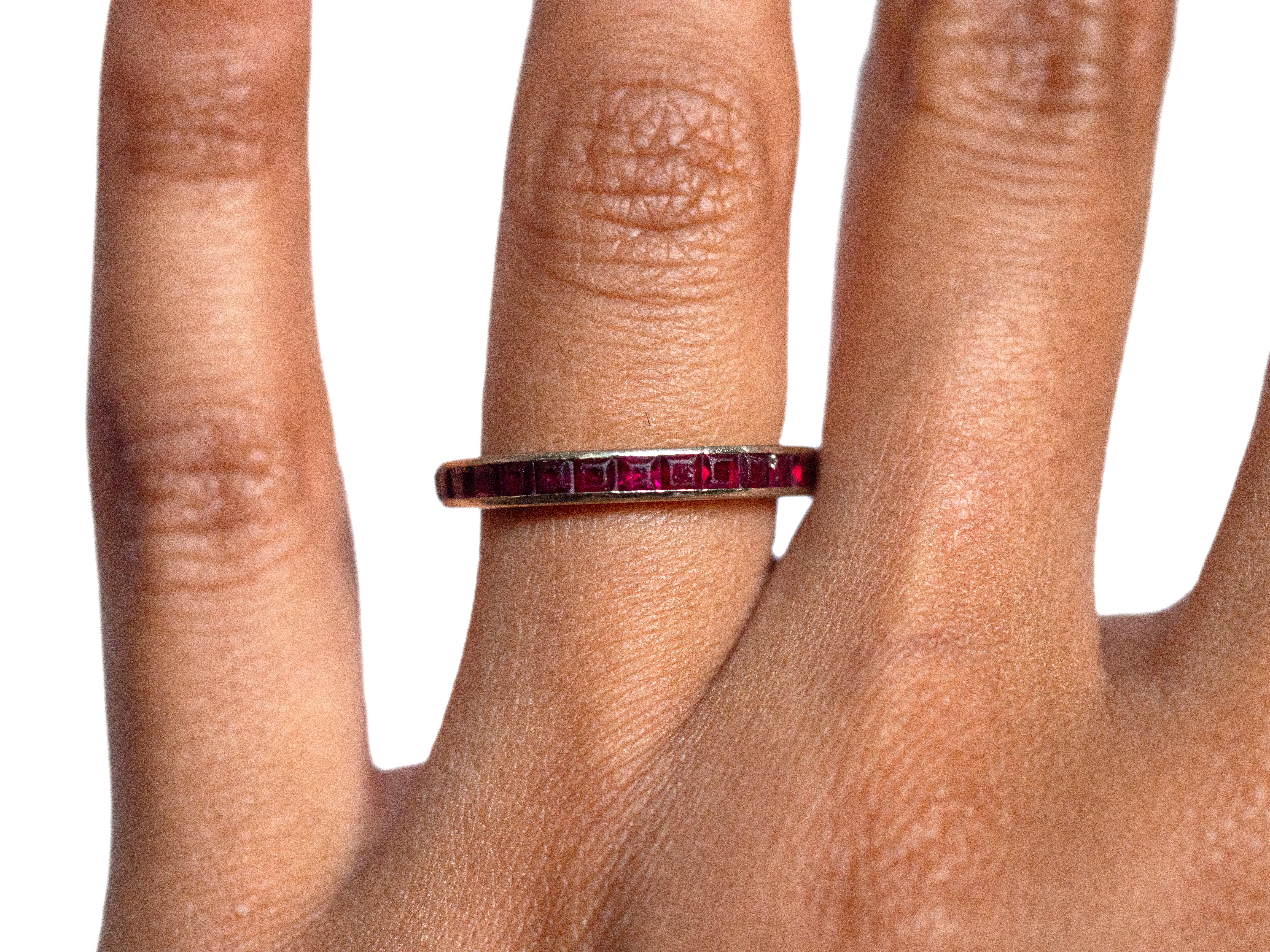 Square Cut 1.25 Carat Total Weight Ruby White Gold Wedding Band For Sale