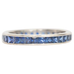 1.25 Carat Total Weight Sapphire White Gold Wedding Band