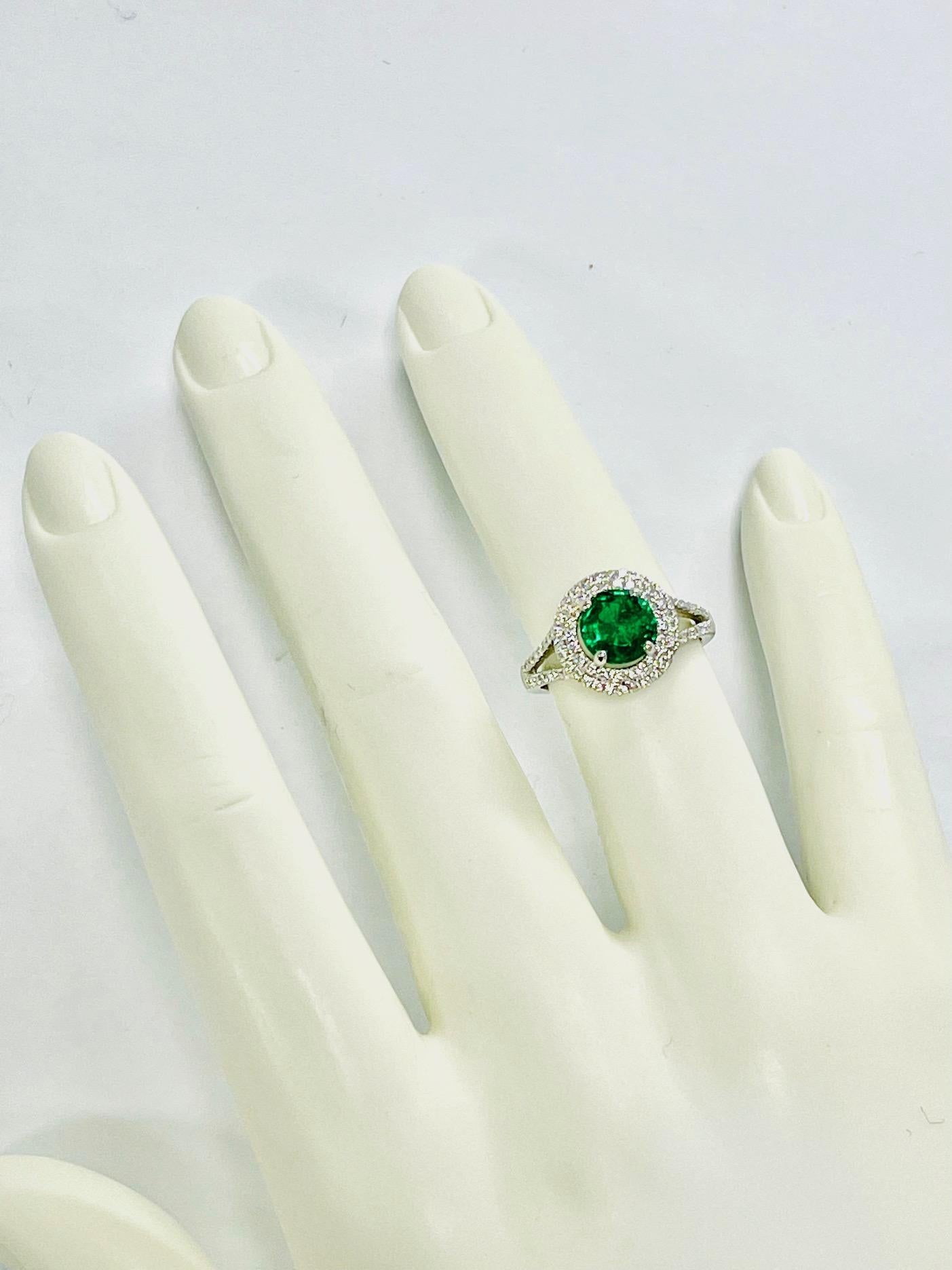 Modern 1.25 Carat Zambian Emerald Diamond Cocktail Ring For Sale