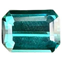 Pierre précieuse afghane naturelle de 1,25 carat, tourmaline bleue taille émeraude