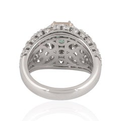 1.25 Carats Diamond Emerald 14 Karat White Gold Ring