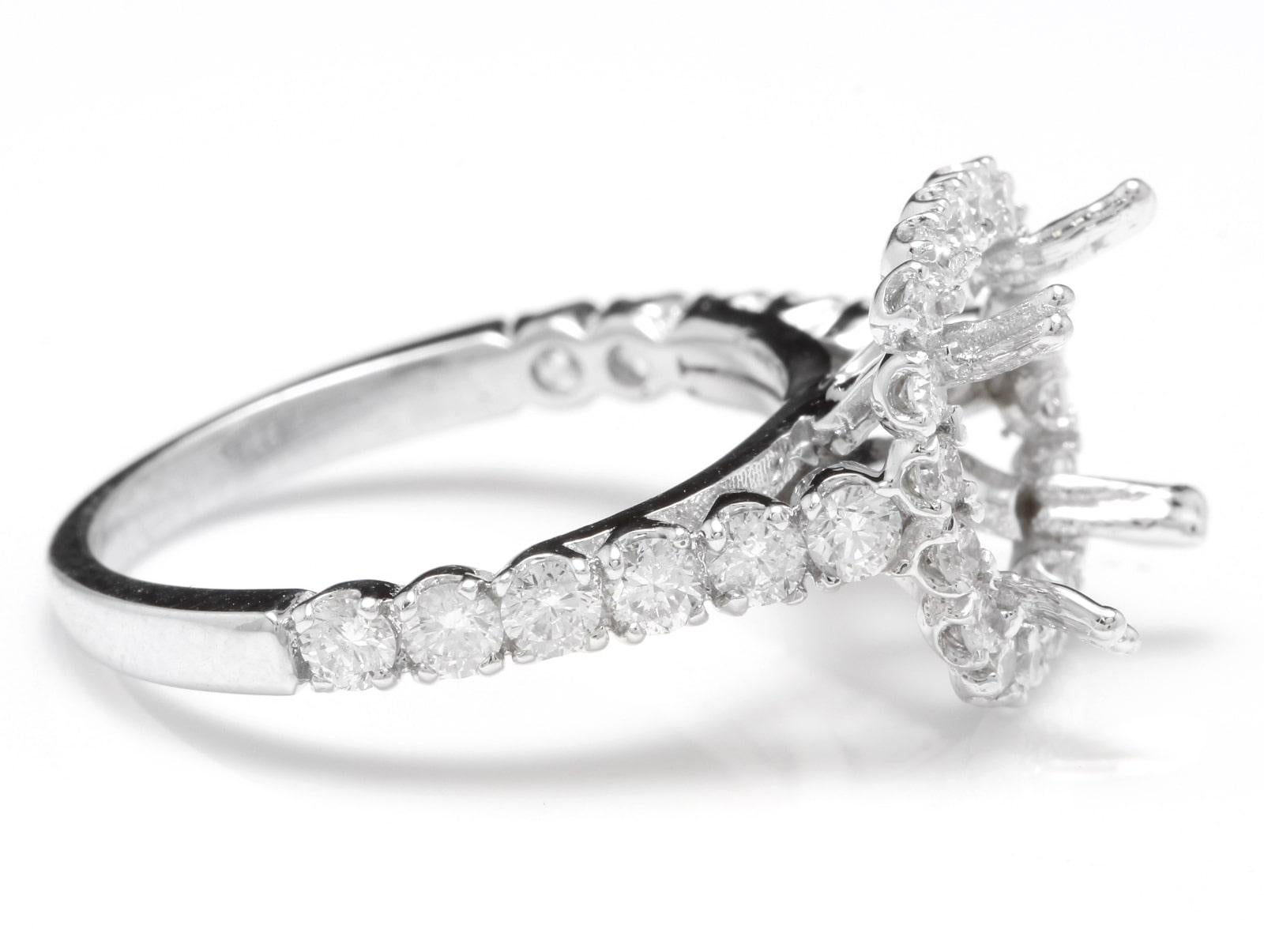 Anello semi-montato con diamante naturale da 1,25 carati in oro bianco massiccio da 14 carati In condizioni Nuovo in vendita a Los Angeles, CA