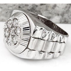 1.25 Carat Natural Diamond 14 Karat Solid White Gold Men's Ring