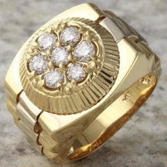 1,25 Karat natürlicher Diamant 14 Karat massiver Gelbgold Herrenring