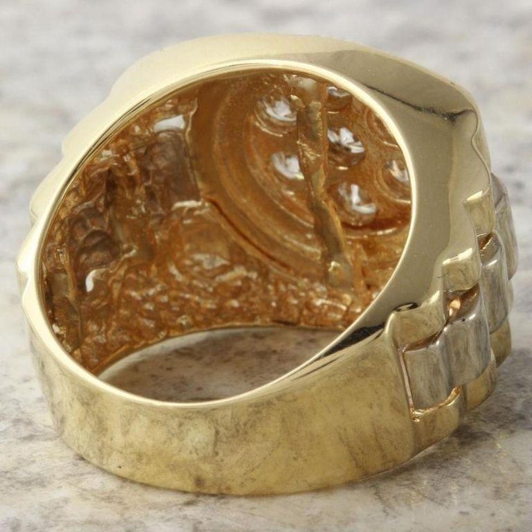 1,25 Karat natürlicher Diamant 14 Karat massiver Gelbgold Herrenring im Zustand „Neu“ im Angebot in Los Angeles, CA