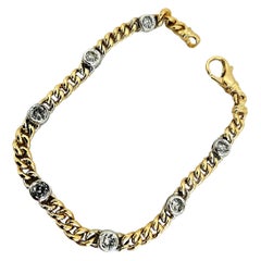 1.25 Carats Natural Diamond Cuban Bracelet 14 Karat yellow gold