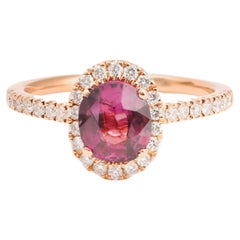 Bague Pompadour en or rose 18 carats avec saphirs roses et diamants de 1,25 carat