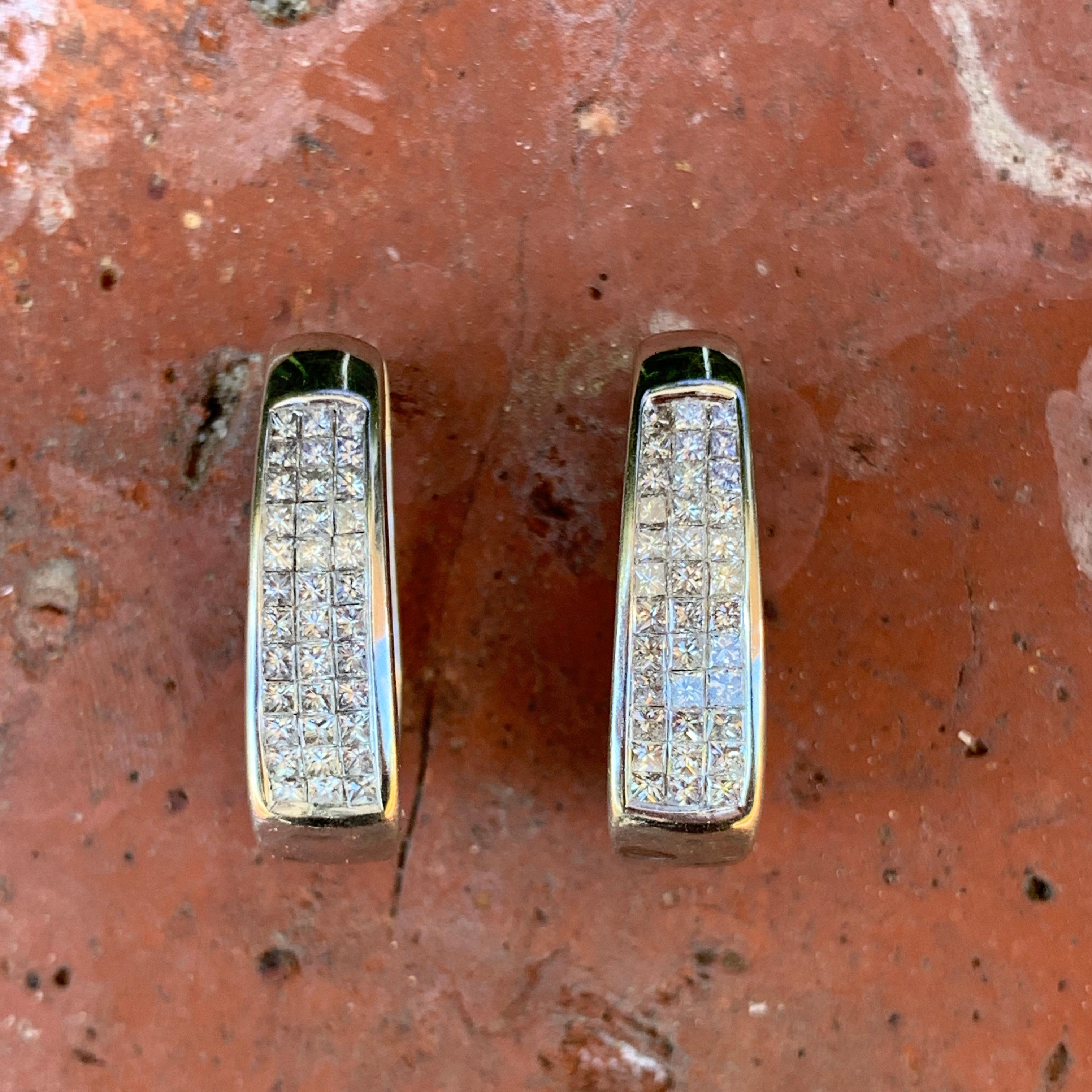 Pendientes de diamantes princesa de 1,25 quilates aproximadamente, oro blanco de 14 quilates, Ben Dannie Moderno en venta