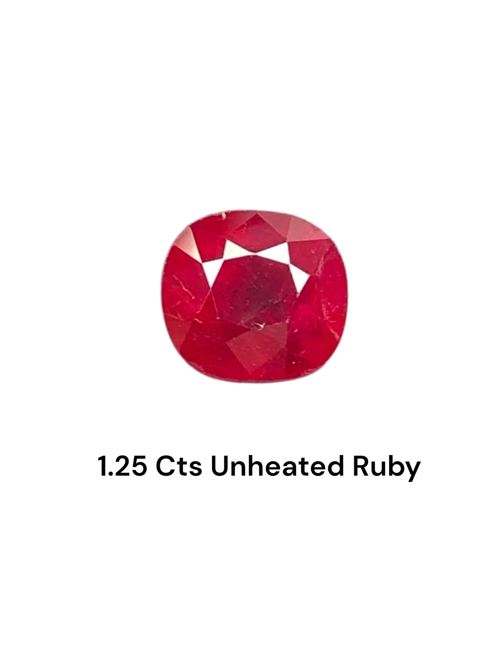 1,25 Ct AIGS Certified Natural Burma Ruby Unheated Pigeon Blood Farbe Auge sauber im Angebot 3