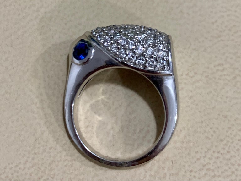 1.25 Carat Diamond Animal Cocktail Ring with Sapphire Eyes in 14 Karat ...