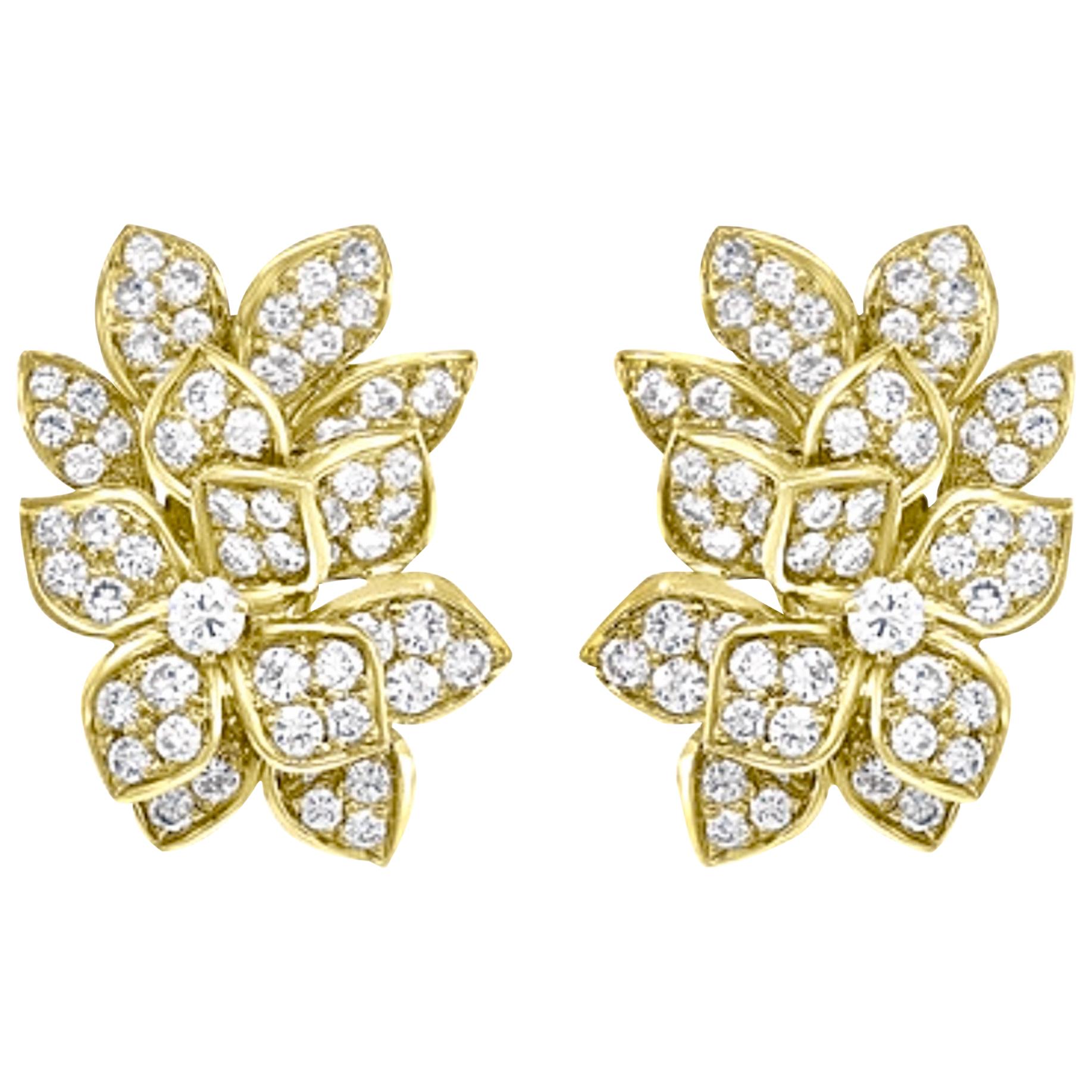 Clips d'oreilles en or 18 carats pour femmes avec diamants de 12,5 carats de qualité VS, 27 grammes