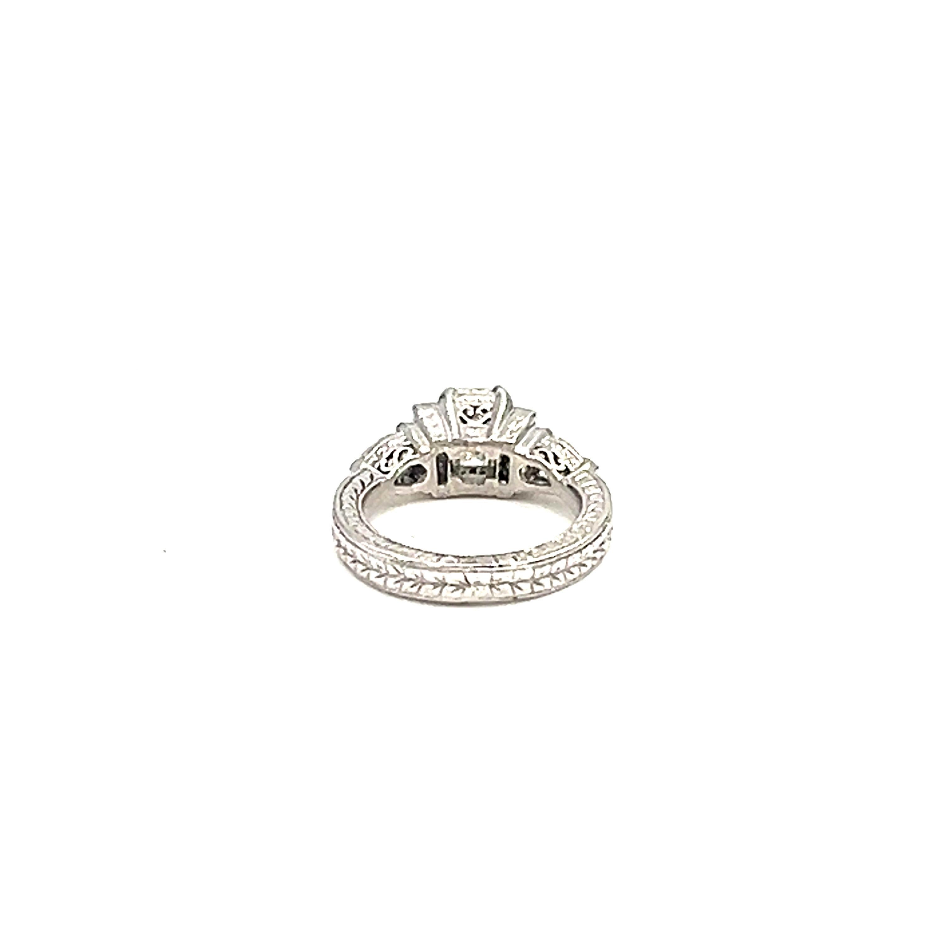 Women's or Men's 1.25 ct Emerald Cut Diamond Ring  For Sale