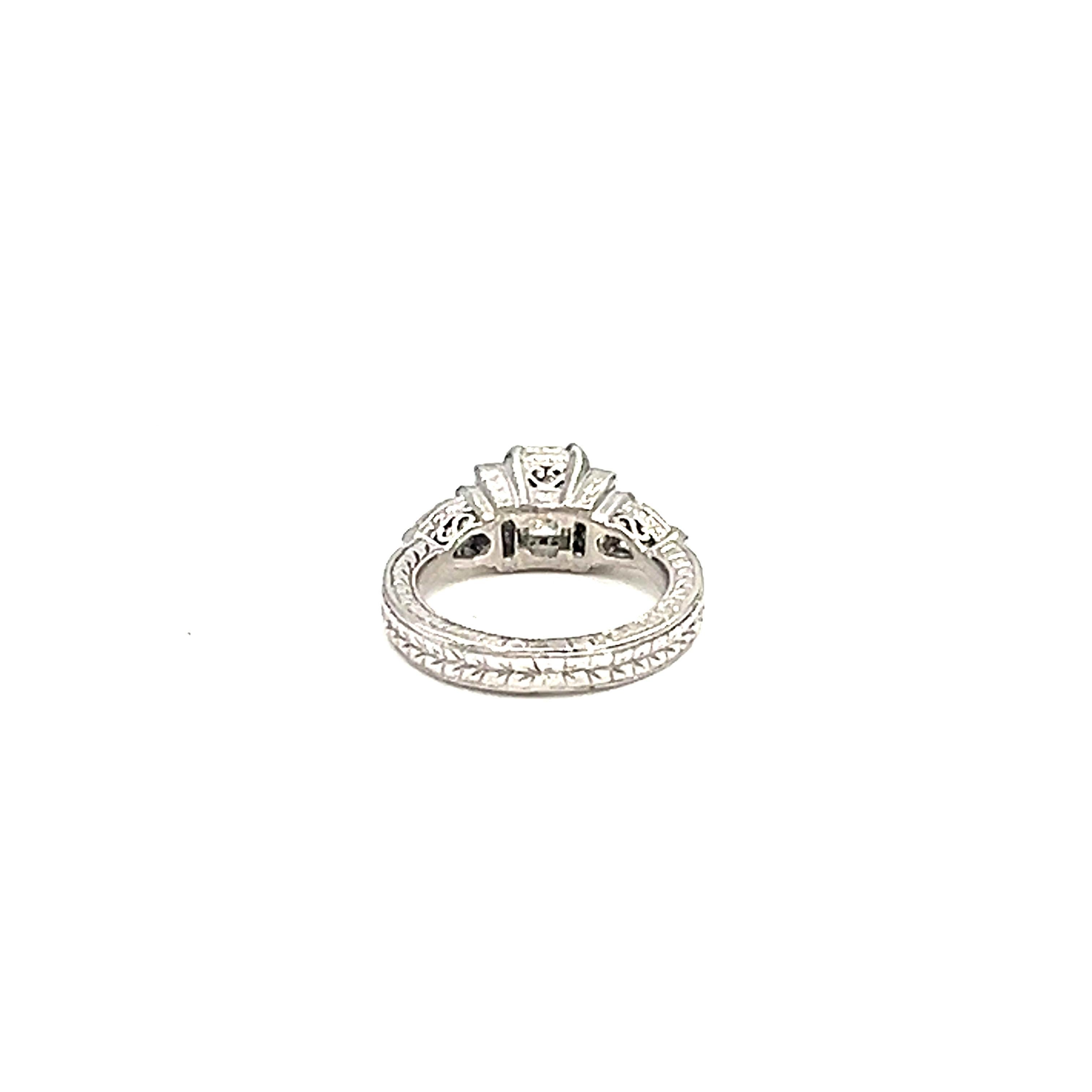 Women's or Men's 1.25 ct Emerald Cut Diamond Ring For Sale