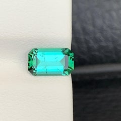 1.25 CT Mint Teal Green Emerald Cut Tourmaline Gemstone for Ring Jewellery 8mm